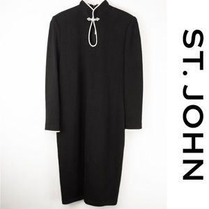 Vintage St John Black Santana Knit 90s Dress 8